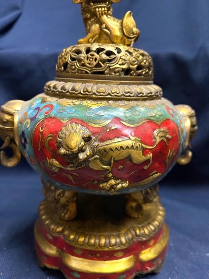 กระถางกำยาน สามขา หัวสิงห์ ทองเหลือง สะสม รูปที่ 3