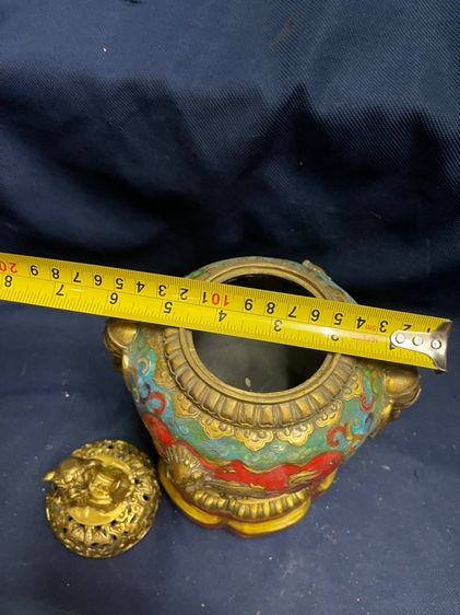 กระถางกำยาน สามขา หัวสิงห์ ทองเหลือง สะสม รูปที่ 18