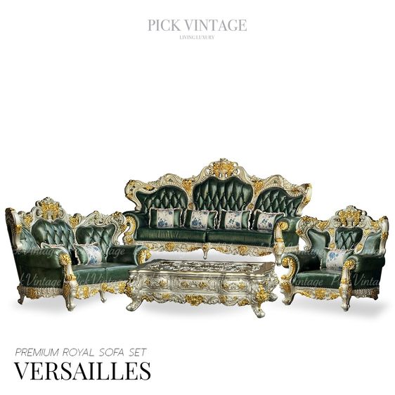 หนัง อื่นๆ 4+ ที่นั่ง VERSAILLES PREMIUM ROYAL SOFA SET ชุดโซฟาหลุยส์ พร้อมโต๊ะกลางสุดหรู รุ่น เวอร์ไซยส์