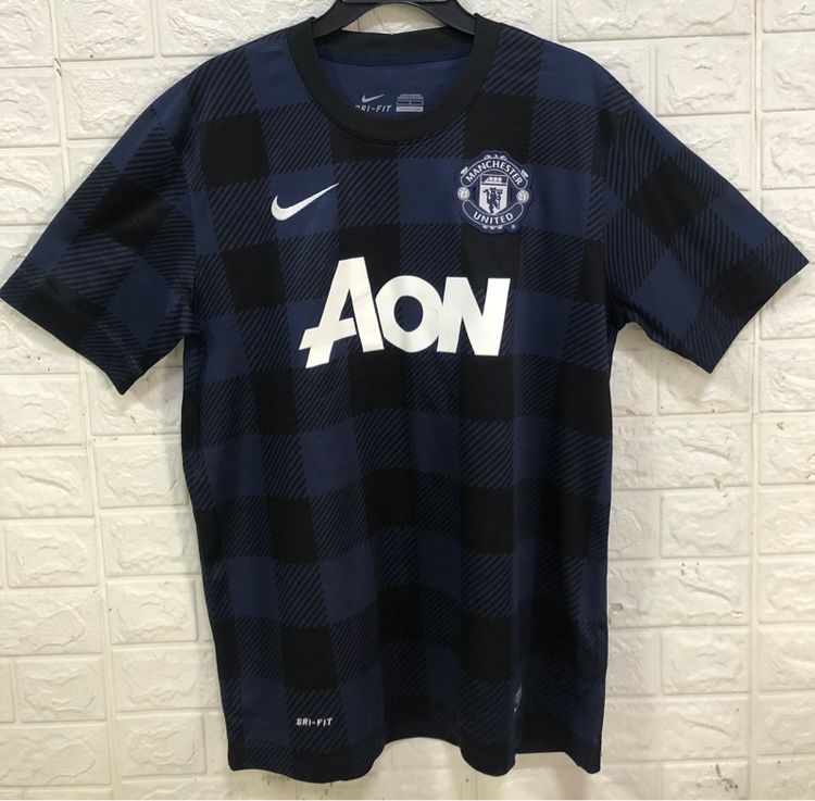 ผู้ชาย นำเงินเข้ม เสื้อเจอร์ซีย์ Nike เสื้อบอล Manchester United Away Jersey 2013-14