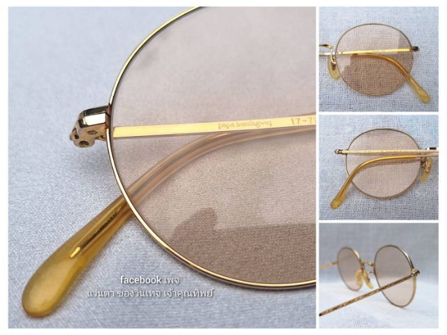 แว่นตานักเขียนโลก PAPA HEMINGWAY สร้างบรรณาการแด่ เออร์เนสต์ 'ปาป้า' เฮมิงเวย์ โมเดลอาร์ติสท์–หยดน้ำ–แพนโต้–จอห์น เลนนอน เลนส์กระจกคริสตัลฝรั่งเศสกันแดด สีน้ำตาลอ่อน–โกลเดนร็อด–สว่าง ...Authentic Vintage PAPA HEMINGWAY Handcrafted in Sabae, Japan
 รูปที่ 5
