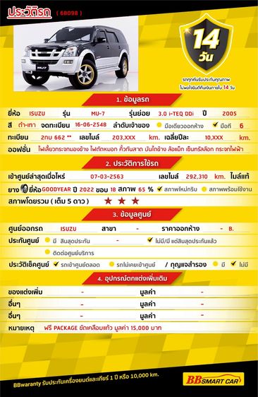 Isuzu MU-7 2005 3.0 Utility-car ดีเซล ไม่ติดแก๊ส เกียร์อัตโนมัติ ดำ รูปที่ 2