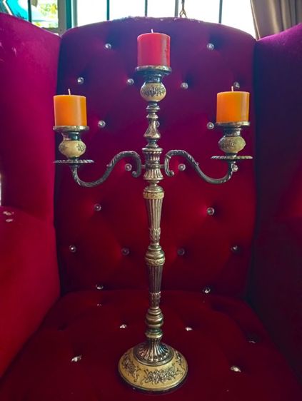 ฝรั่งเศส..เชิงเทียนหลุยส์ 3 ช่อเก่าโบราณงานฝรั่งเศสเนื้อโลหะ filter ลงยา.ขนาดใหญ่ รูปที่ 10