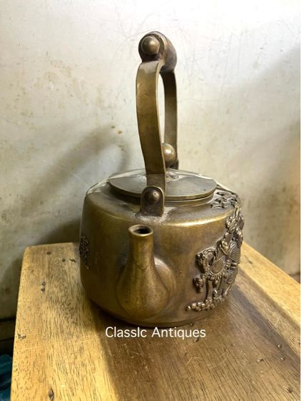 กาน้ำชา ลายพลลบ ทองเหลืองสะสม รูปที่ 2