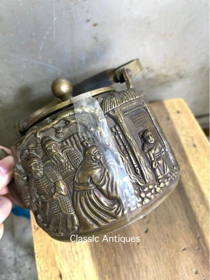 กาน้ำชา ลายพลลบ ทองเหลืองสะสม รูปที่ 4