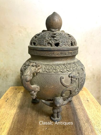 กระถางกำยาน มังกร ทองเหลืองสะสม รูปที่ 5