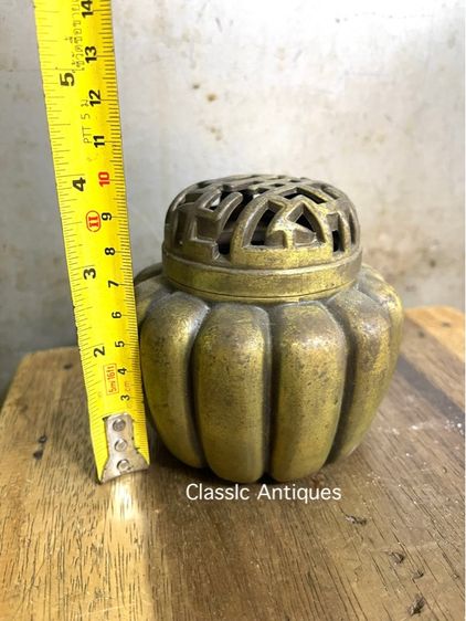 กระถางกำยาน ทรงฝักทอง ทองเหลืองสะสม รูปที่ 12