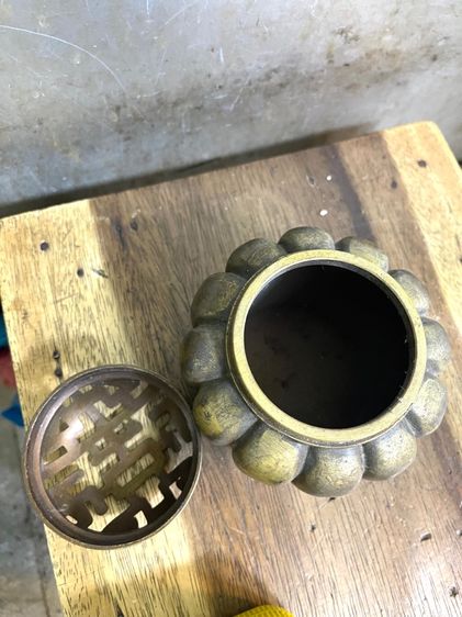 กระถางกำยาน ทรงฝักทอง ทองเหลืองสะสม รูปที่ 4