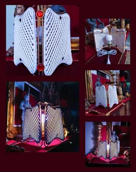 อังกฤษ  โคมไฟเก่าโบราณเนื้อกระเบื้องเคลือบอินนามีนสุดงามจากอังกฤษ รูปที่ 3