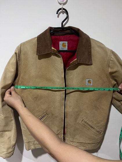 เสื้อแจ็กเก็ต Carhartt ผ้าแคนวาสบุข้างในสีแดง รูปที่ 8