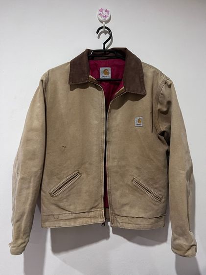 น้ำตาล M แขนยาว เสื้อแจ็คเก็ต | เสื้อคลุม เสื้อแจ็กเก็ต Carhartt ผ้าแคนวาสบุข้างในสีแดง