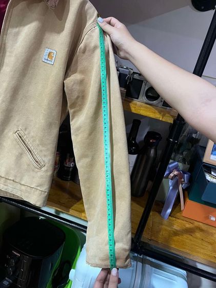 เสื้อแจ็กเก็ต Carhartt ผ้าแคนวาสบุข้างในสีแดง รูปที่ 18