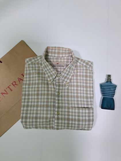 เสื้อเชิ้ตแขนสั้นลายสก๊อตสีน้ำตาล แบรนด์  NEWBURY‼️ รูปที่ 3