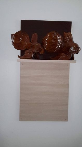 งานแกะสลัก ปลาบู้ ไม้สัก ของมงคล