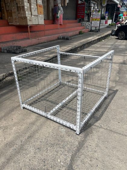 กรงหมา คอกสัตว์ ตะกร้าเหล็ก ตะแกรงเหล็ก ชั้นวางของเหล็กสีขาว ขนาด 100 x 100 x 80 cm. (ก.ย.ส) รูปที่ 2