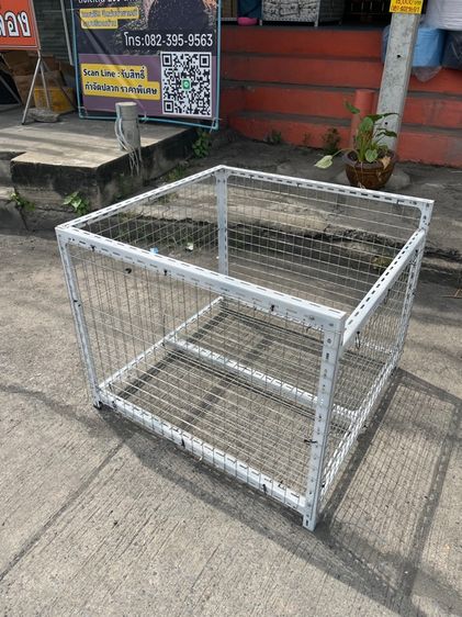 กรงหมา คอกสัตว์ ตะกร้าเหล็ก ตะแกรงเหล็ก ชั้นวางของเหล็กสีขาว ขนาด 100 x 100 x 80 cm. (ก.ย.ส)