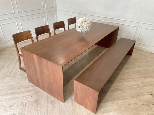 โต๊ะอาหารไม้สัก พร้อมม้านั่งและเก้าอี้ 8 ที่นั่ง สไตล์โมเดิร์น ยี่ห้อ NIIQ รูปที่ 6