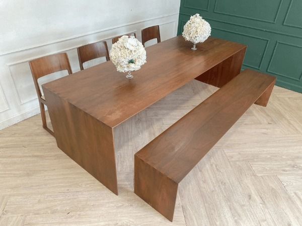 โต๊ะอาหารไม้สัก พร้อมม้านั่งและเก้าอี้ 8 ที่นั่ง สไตล์โมเดิร์น ยี่ห้อ NIIQ รูปที่ 3