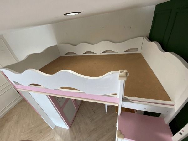 เตียงสองชั้น 4 ฟุต สำหรับเด็ก พร้อมตู้เสื้อผ้า สีขาว,ชมพู รูปที่ 5