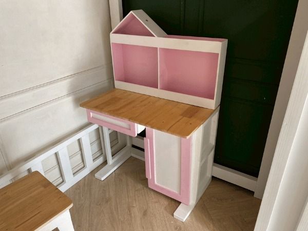 เตียงสองชั้น 4 ฟุต สำหรับเด็ก พร้อมตู้เสื้อผ้า สีขาว,ชมพู รูปที่ 16