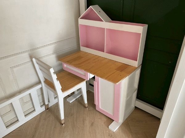 เตียงสองชั้น 4 ฟุต สำหรับเด็ก พร้อมตู้เสื้อผ้า สีขาว,ชมพู รูปที่ 4