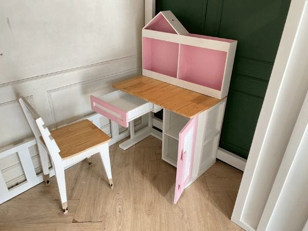 เตียงสองชั้น 4 ฟุต สำหรับเด็ก พร้อมตู้เสื้อผ้า สีขาว,ชมพู รูปที่ 10