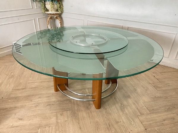 ชุดโต๊ะอาหาร 8 ที่นั่ง กระจกทรงกลม พร้อมจานหมุนตรงกลาง รูปที่ 8