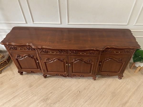 ตู้ไซด์บอร์ด ไม้สัก 4 บานเปิด 4 ลิ้นชัก สไตล์วินเทจ รูปที่ 8