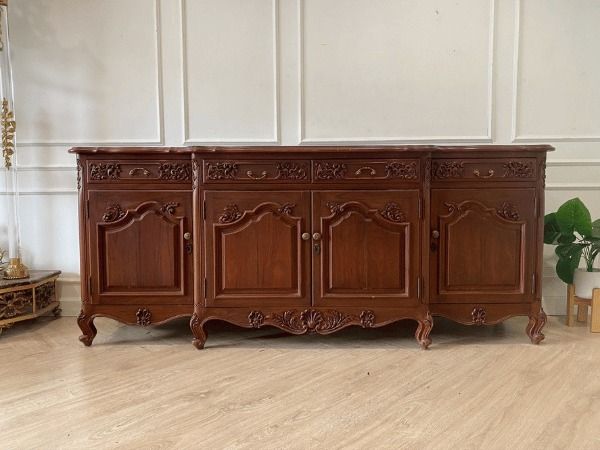 ตู้ไซด์บอร์ด ไม้สัก 4 บานเปิด 4 ลิ้นชัก สไตล์วินเทจ รูปที่ 7