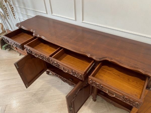 ตู้ไซด์บอร์ด ไม้สัก 4 บานเปิด 4 ลิ้นชัก สไตล์วินเทจ รูปที่ 11