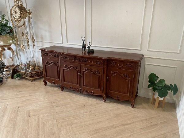 ตู้ไซด์บอร์ด ไม้สัก 4 บานเปิด 4 ลิ้นชัก สไตล์วินเทจ รูปที่ 2