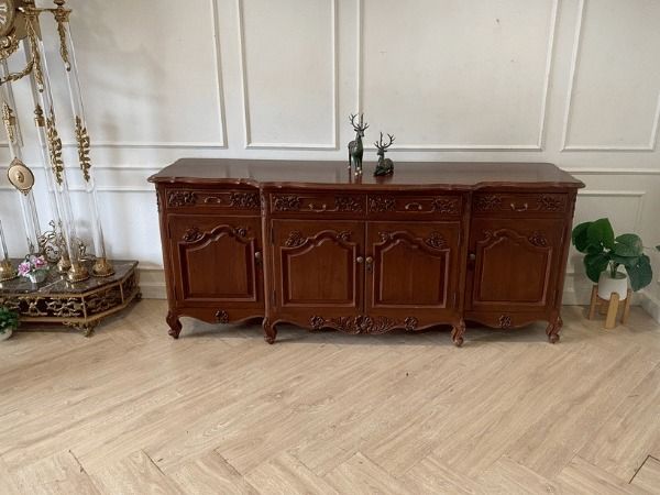 ตู้ไซด์บอร์ด ไม้สัก 4 บานเปิด 4 ลิ้นชัก สไตล์วินเทจ