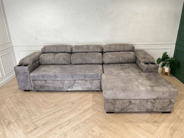 โซฟาเบด 3 ที่นั่ง เบาะหนัง สีเทา รูปที่ 4