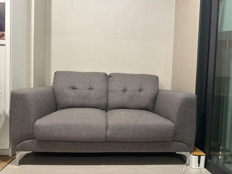 เทา ผ้า 2 ที่นั่ง โซฟา,เฟอร์นิเจอร์,ของตกแต่งบ้าน,sofa,บ้าน,sofa
