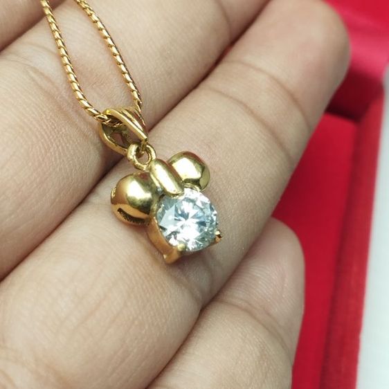 🔖สร้อยพร้อมจี้ เพชรเหลี่ยมสวย สีทองสดไม่มีเฟด งานจากญี่ปุ่น รูปที่ 4