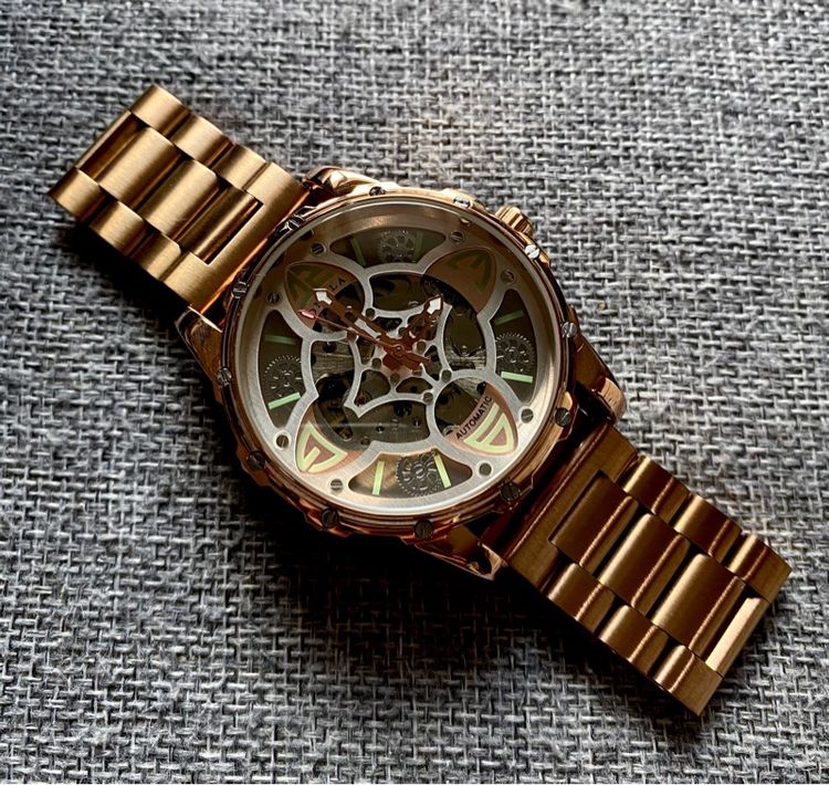 นาฬิกาหน้าปัดออกแบบพิเศษ ระบบออโต้ สายสแตนเลส รูปที่ 2