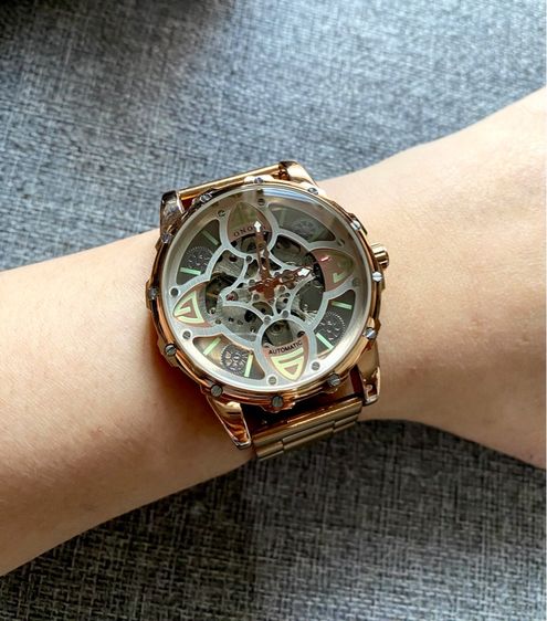 นาฬิกาหน้าปัดออกแบบพิเศษ ระบบออโต้ สายสแตนเลส รูปที่ 11