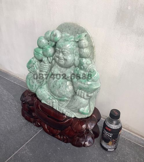 พระสังกัจจายน์หยกพม่า ของแท้ พร้อมฐานไม้สัก รูปที่ 3