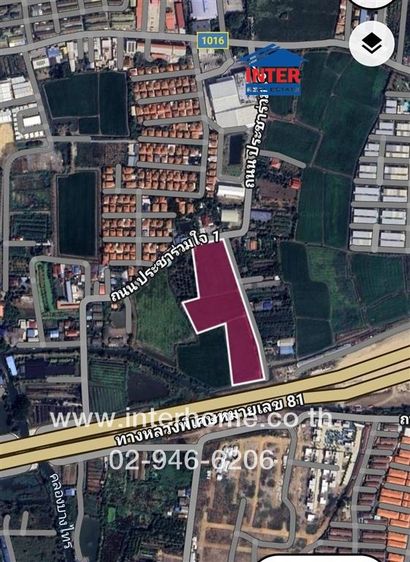 ที่ดินเปล่า 10 ไร่ 280 ตร.ว. ที่ดิน ซอยประชาร่วมใจ1 ถนนกาญจนาภิเษกด ถนนแก้วอินทร์ บางใหญ่ นนทบุรี