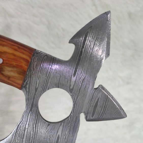 ขวาน viking งานสั่งทำทรงแปลก Axe Knife twist Damascus ด้ามไม้ olive wood ของใหม่ไม่ผ่านการใช้งาน มีด ดามัสกัส ด้ามไม้จริงสวยสวม ซองหนังแท้ รูปที่ 14
