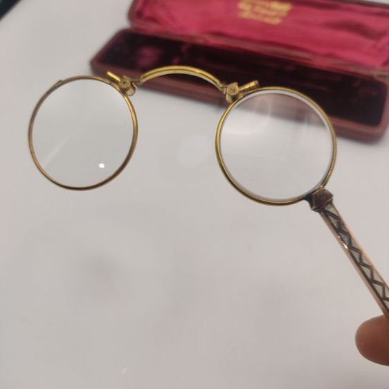 แว่นตาโบราณ แว่นดูโอเปร่า แว่นขยาย โบราณ ยุค 1900s 14K สวยแนว Art deco  รูปที่ 9