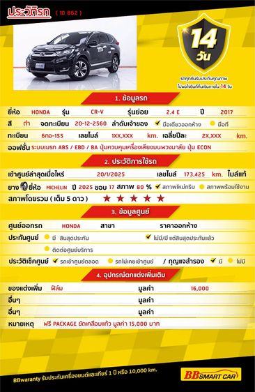 Honda CR-V 2017 2.4 E Utility-car เบนซิน ไม่ติดแก๊ส เกียร์อัตโนมัติ ดำ รูปที่ 2