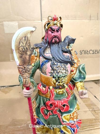 เทพเจ้ากวนอู บัญชาการ เนื้อดินปั้นเก่าสะสม รูปที่ 2