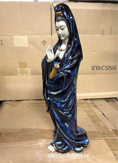 รูปปั้น เจ้าแม่กวนอิม เคลือบสีจูซาสะสม รูปที่ 6