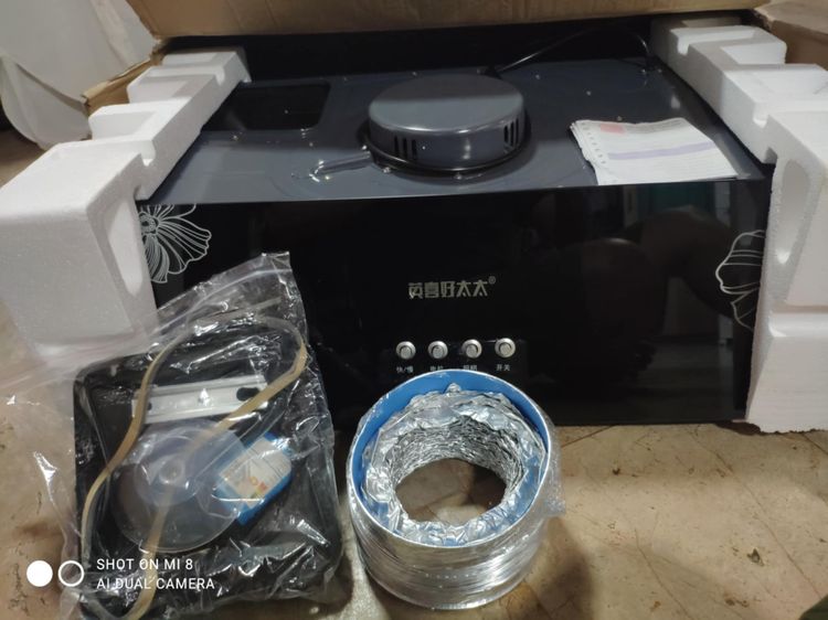 เครื่องดูดควัน kitchen hood ตัวกรองไขมัน พร้อม ท่อลม หน้ากระจก เครื่องดูดควันในครัวของใหม่ รูปที่ 8