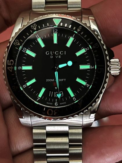 GUCCI Dive 40 mm Black Dial Men's Swiss Quartz Watch YA136301 รูปที่ 18