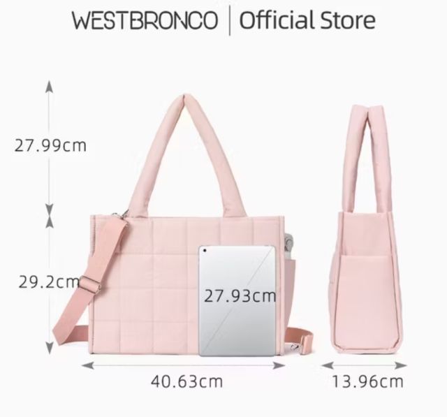 กระเป๋า Puffy Westbronco สีชมพู และสัดำ   Plus size รูปที่ 4