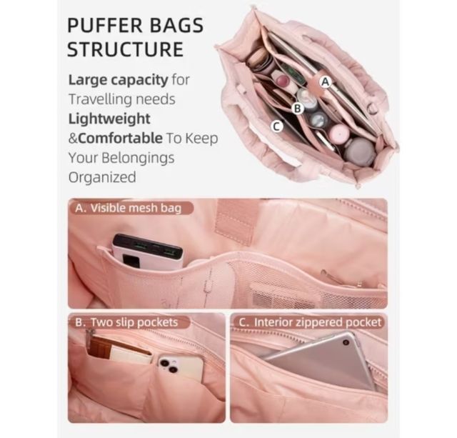 กระเป๋า Puffy Westbronco สีชมพู และสัดำ   Plus size รูปที่ 6
