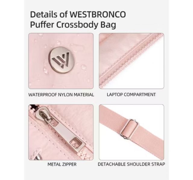 กระเป๋า Puffy Westbronco สีชมพู และสัดำ   Plus size รูปที่ 7