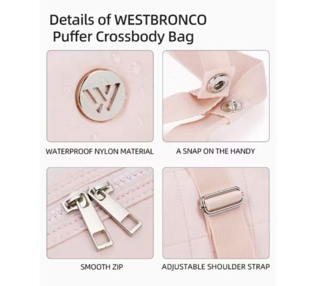 กระเป๋าPuffy ถือ  หรือสะพายสายยาว สีม่วงพาสเทล รูปที่ 5